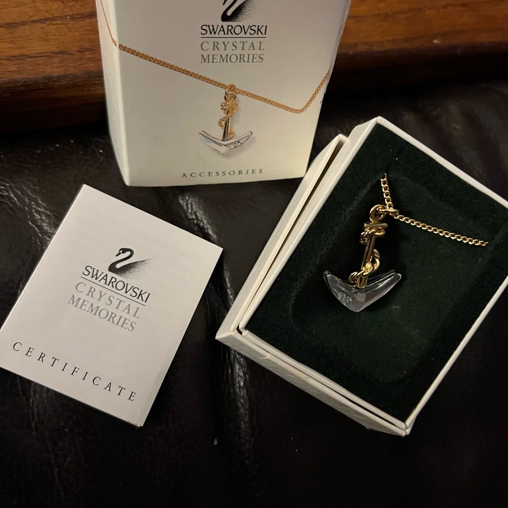 Swarovski Gold and Silver Crystal Anchor Necklace